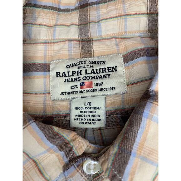 RALPH LAUREN Men’s Vintage Plaid Short Sleeve Button Down Shirt / Size: Large - Picture 3 of 6